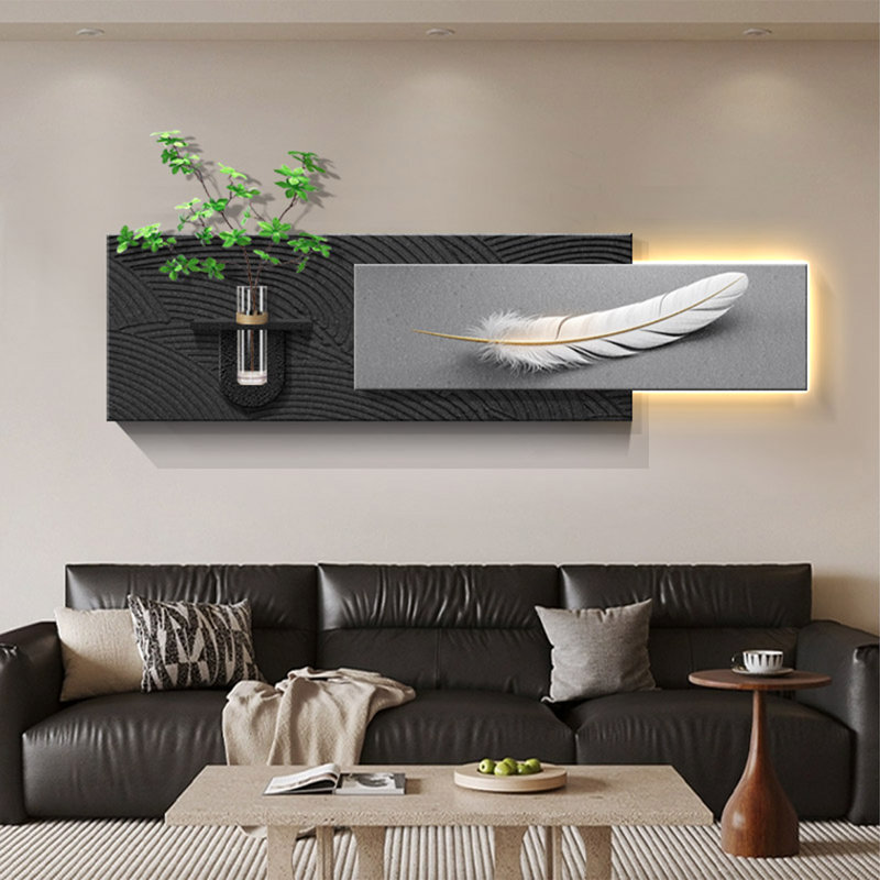 Murale contemporaine luxueuse en pierre grise, Noir/gris