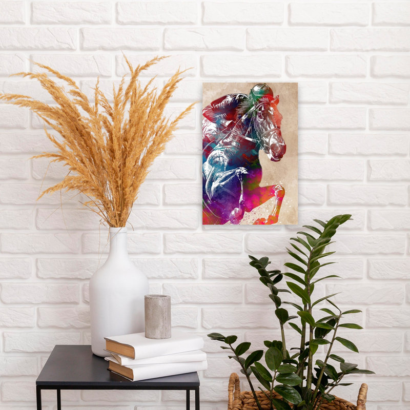 Art mural cheval vibrant, H 18 po x l 12 po
