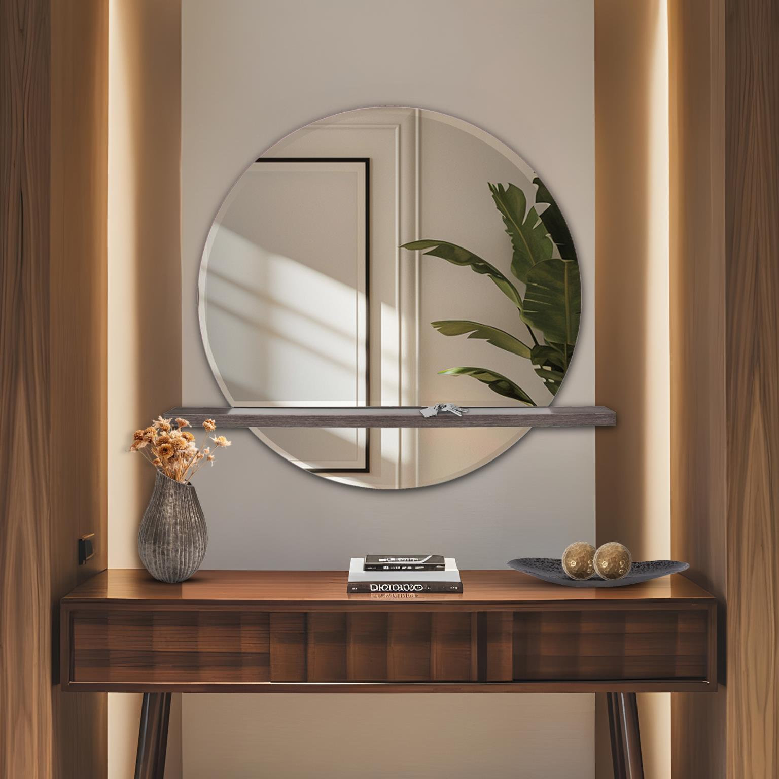 Modern Accent Mirror with Shelves