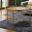 Tables de bout en métal doré, table basse moderne martelée ronde de 24 pouces