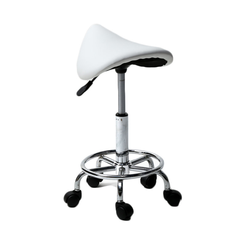 Adjustable Height Ergonomic Lab Stool with Wheels, White