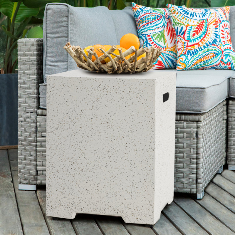 Calzacorto 16'' x 16'' Rectangle Terrazzo Propane Tank Cover, White