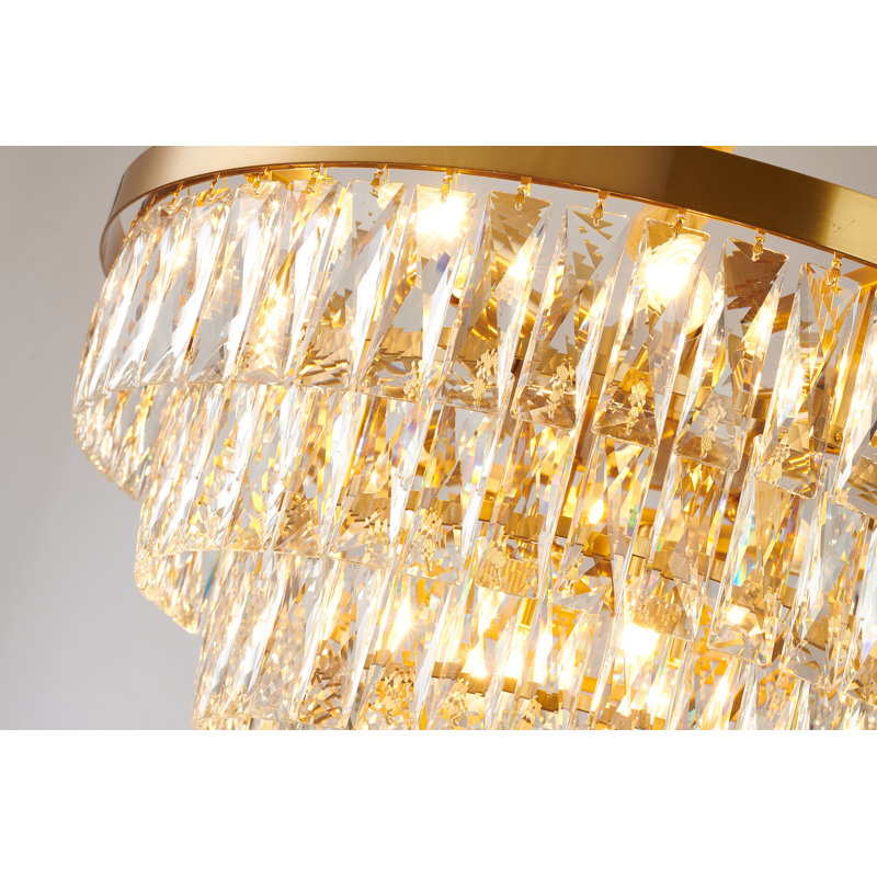Transitional 12 Light Gold With Crystal Chandelier
