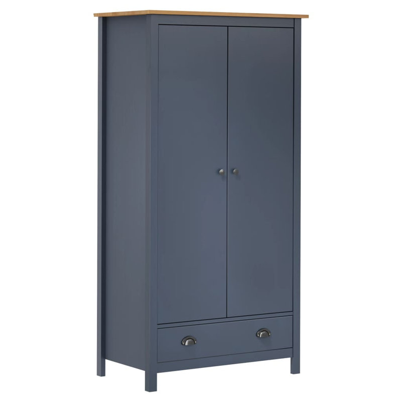 Funkhouser 2 Door Solid Wood Wardrobe, Grey