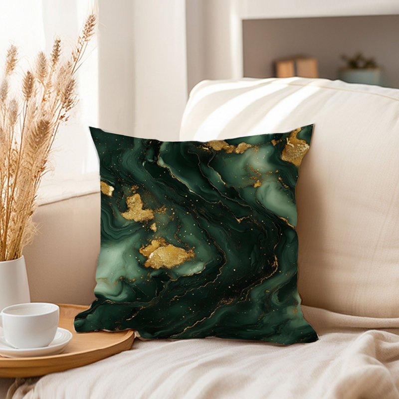 Abstract Green Marble Geode Pattern VII Modern Throw Pillow Cover, 20x20