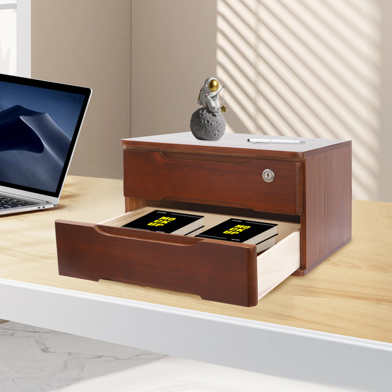 Keedie Solid Wood Desk Organizer, Brown