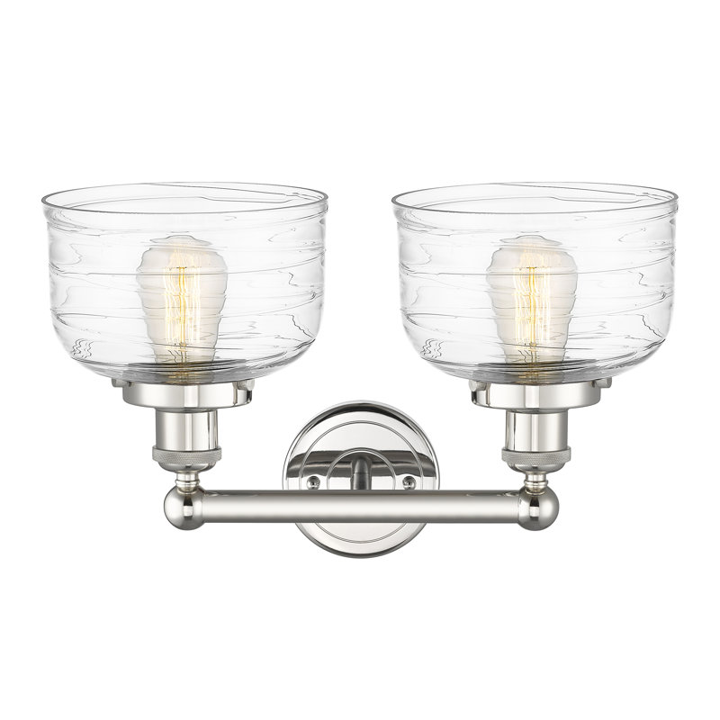 Arlester 2 - Light Dimmable Vanity Light, Clear Deco Swirl, Polished Nickel