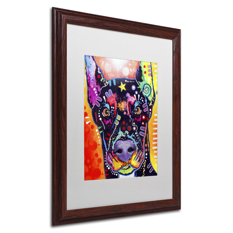 « doberman », impression, Noir, H 20 po x l 16 po x P 0,5 po, Cadre noir