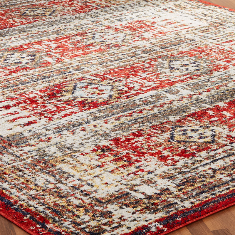 Decker Southwestern Area Rug in Red, Rectangle 5'3" x 7'6"