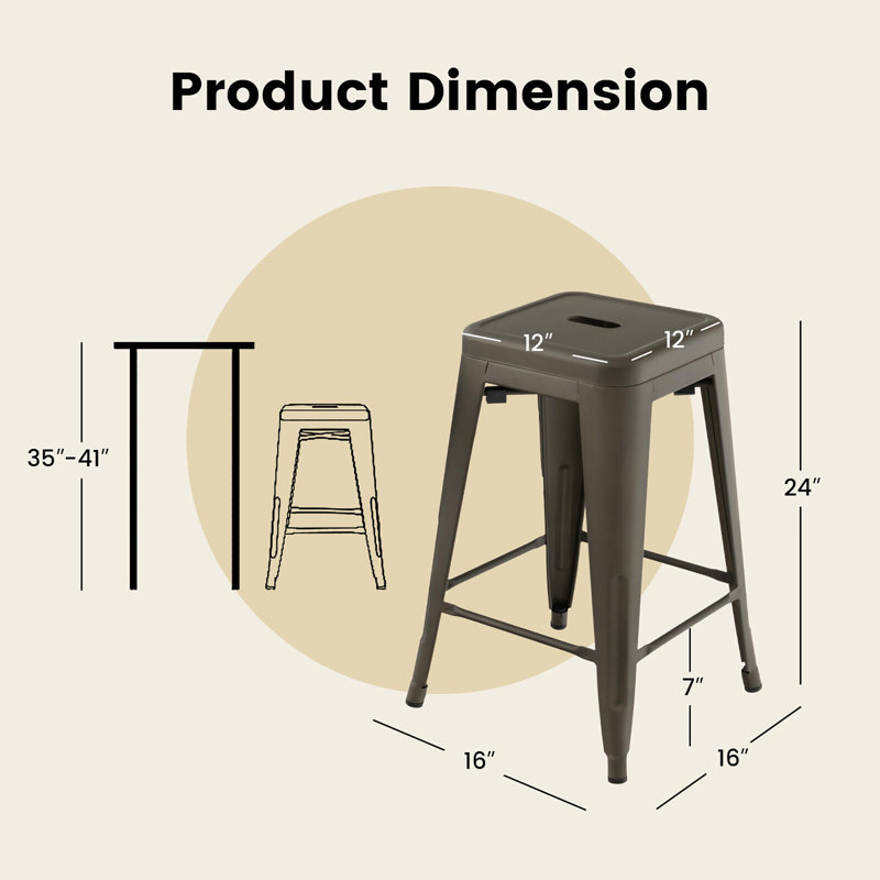 Counter Stool with Metal Frame, Gun, Counter Stool (24” Seat Height)