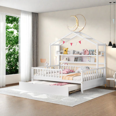Lits en bois peu encombrants avec lit gigogne, style moderne pour la famille
