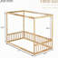 Lit simple à baldaquin avec clôture, couleur naturelle, garde-corps pour une détente en bois d'hévéa et conception orientée confort