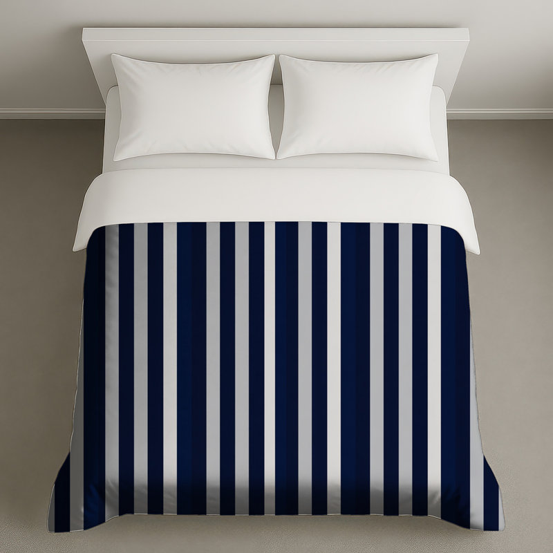 Housse de couette moderne à rayures bleues, Grand lit