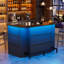 Bar moderne en forme de U à 3 niveaux avec lumières DEL et porte-verres à pied, noir-1272630548