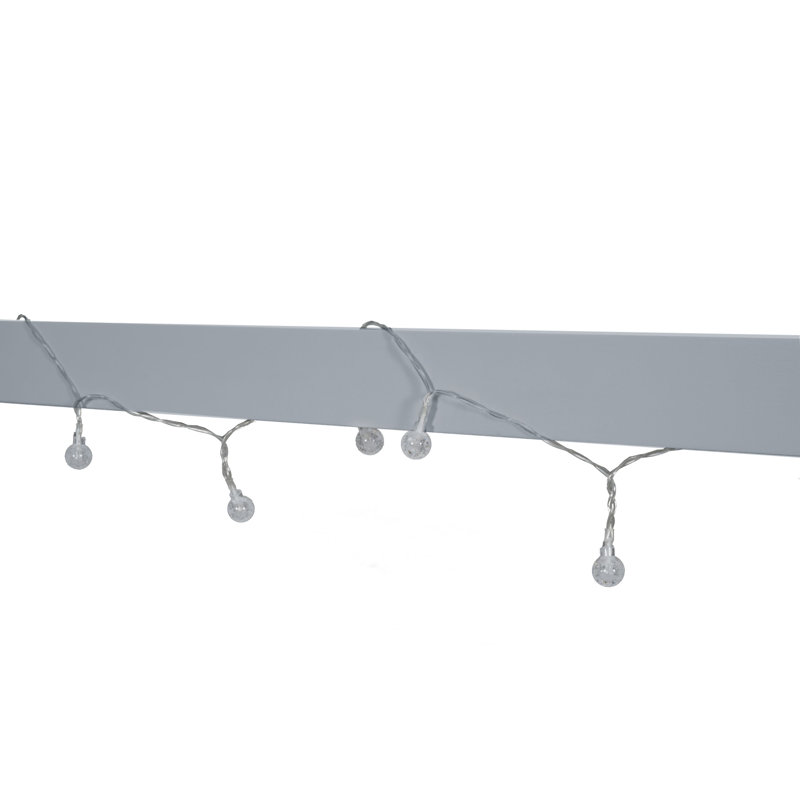 Lit en bois avec fenêtre et clôture, Gris