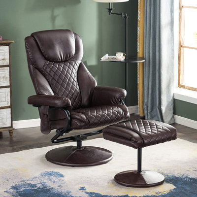 Aashka Ergonomic Faux Leather Recliner with Footrest