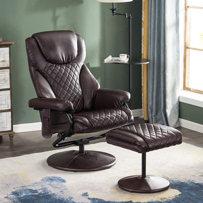 Aashka Faux Leather Swivel Recliner
