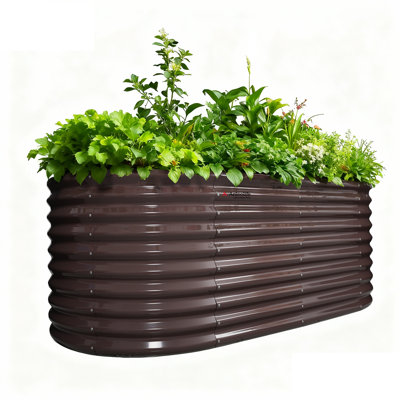 Anleolife 30'' Tall Galvanized Steel Oval Garden Bed 6x3x2.5ft Brown