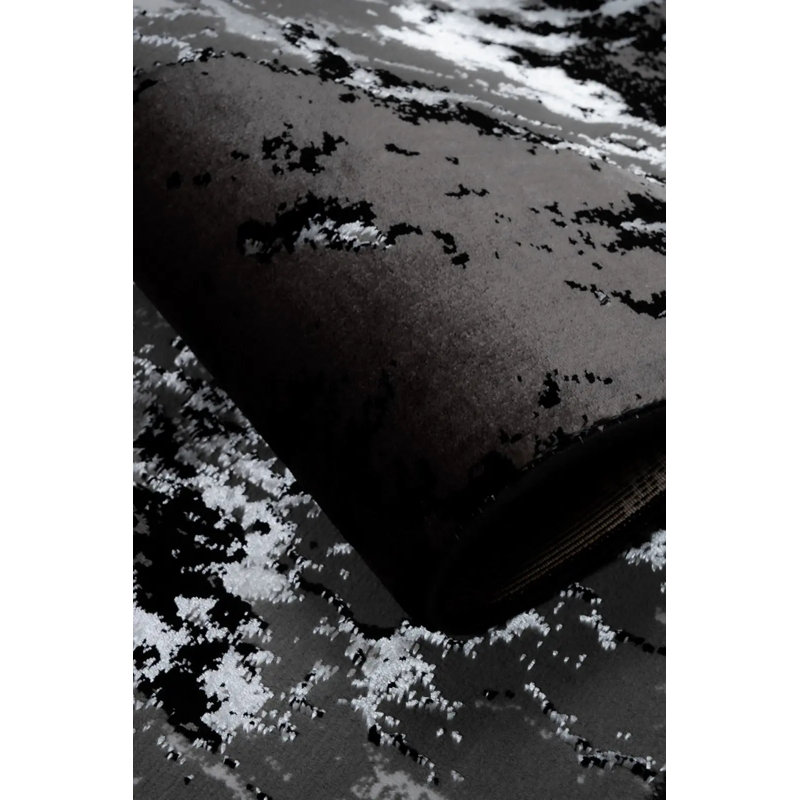 Abstract Area Rug, Black/Grey, Rectangle 120 x 170 cm