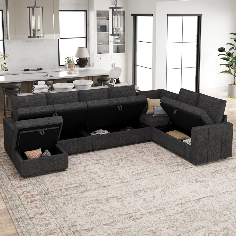 Canapé modulaire Seybert, Chenille grise foncée