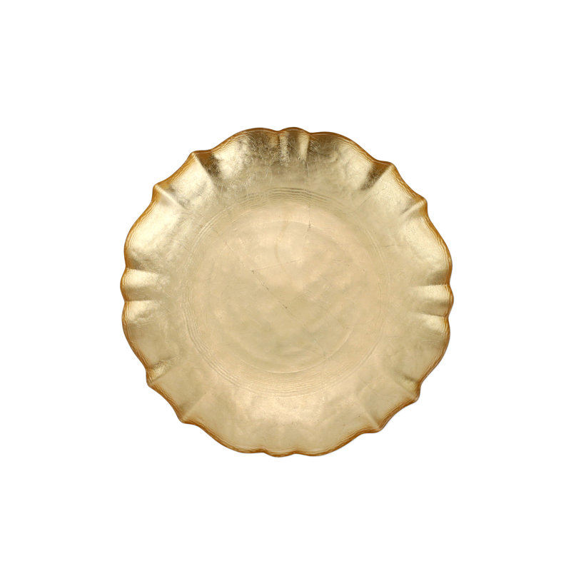 Baroque Glass Cocktail Plate, Gold