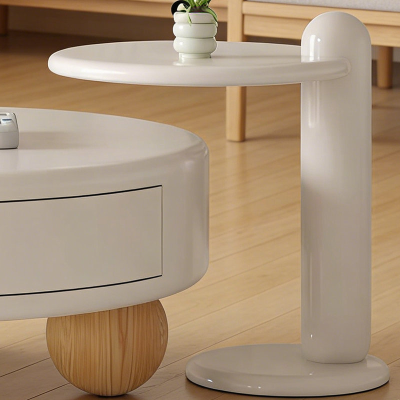 Table basse moderne avec cadre de rangement et tiroir en bois