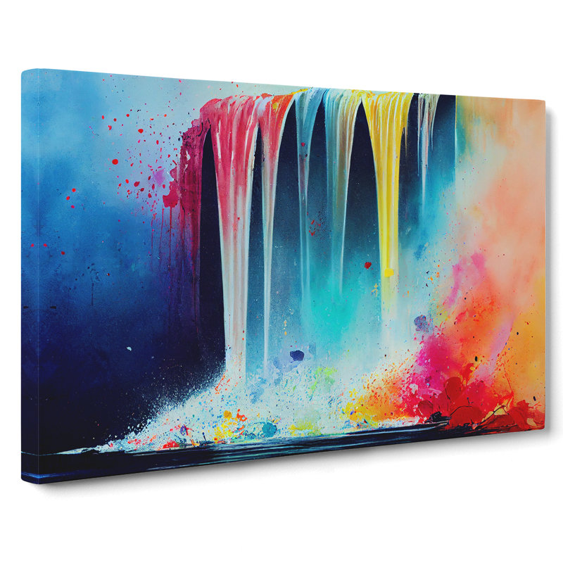Waterfall Paint Splatter Vol.3 Abstract - Wrapped Canvas