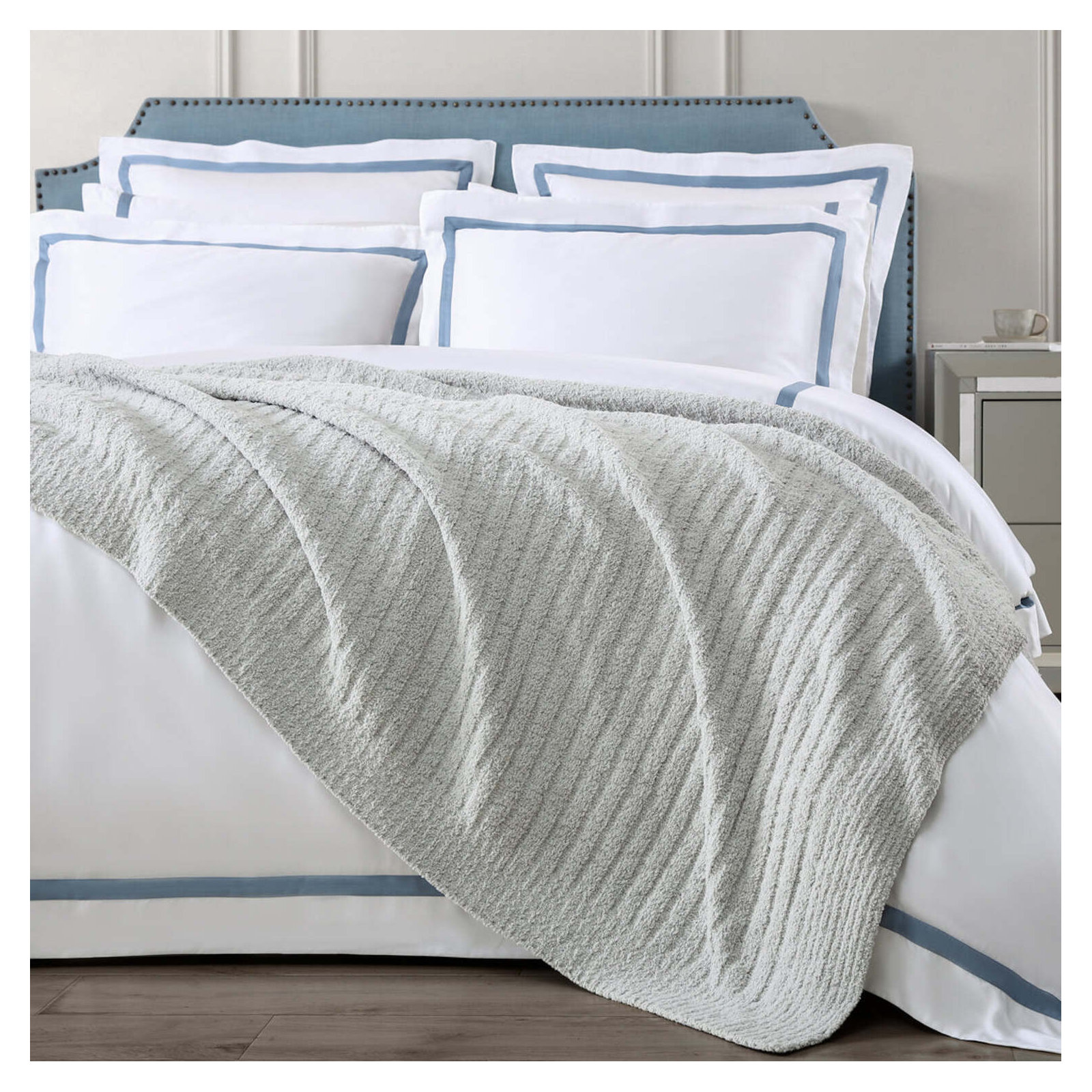 Ribbed Throw Blanket, Cloud Gray