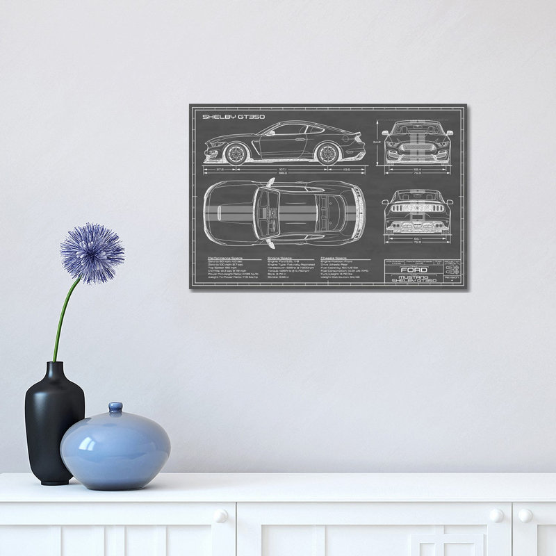 Shelby GT350 2015-2019 by Action Blueprints - Wrapped Canvas Print, 30.48 cm H x 45.72 cm W