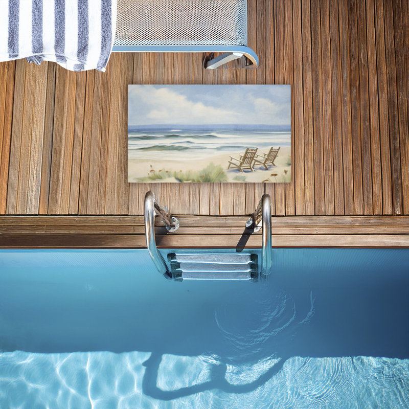 Tapis de porte d'extérieur Chair View on Serene Beach, par Kim Allen, 18 po x 30 po