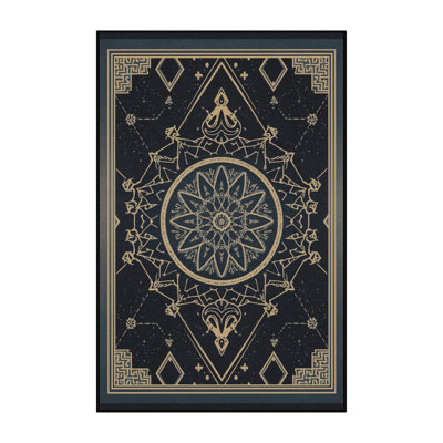 Machine Washable Pavle Global Inspired Geometric Shapes Rug in Black – Black Binding