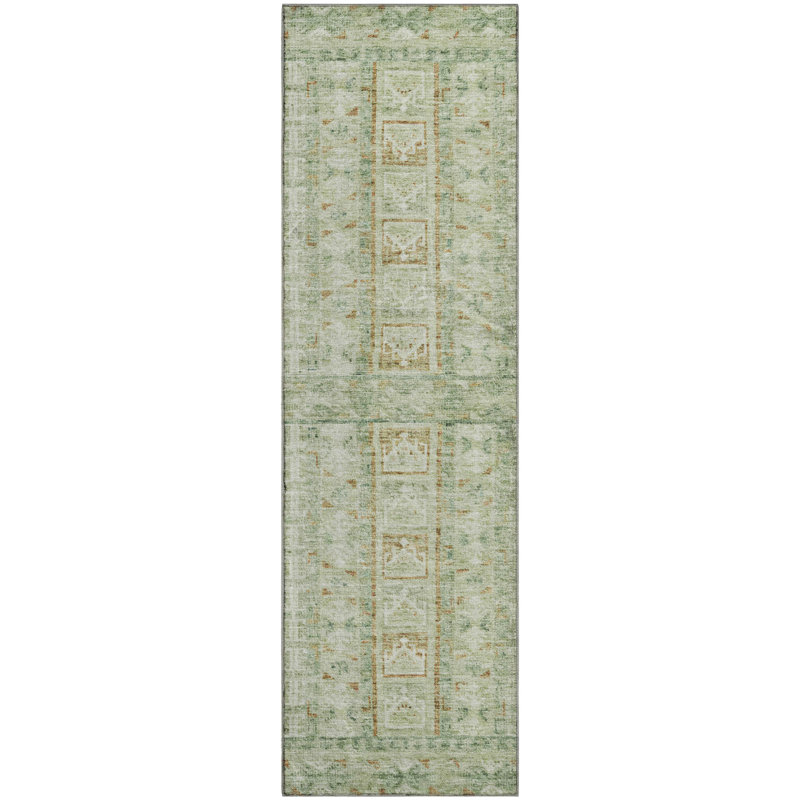 Premium Machine Washable Mayfield Striped Rug, 2'3" x 7'6" Runner, Green