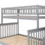 Lit superposé simple au-dessus d'un lit double avec lit gigogne gris - élégant et fonctionnel, escalier de rangement pour matériaux, style moderne-1032812037