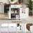 39.3" Farmhouse Kitchen Island With Drop Leaf, Storage Drawer, Open Side Rack, Towel Bar, And Lockable Wheels - White Kitchen Cart For Lawn And Garden | Gift Idea-1553820795
