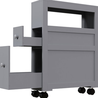 Gray Bathroom Rolling Cabinet With Capacity Of 45 Lbs - Storage Solution In