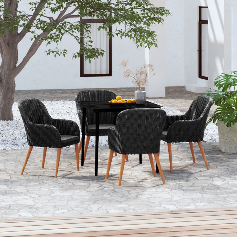 Jannely Square 4 - Person Dining Set, Black, 55.12" x 50" x 29.13"