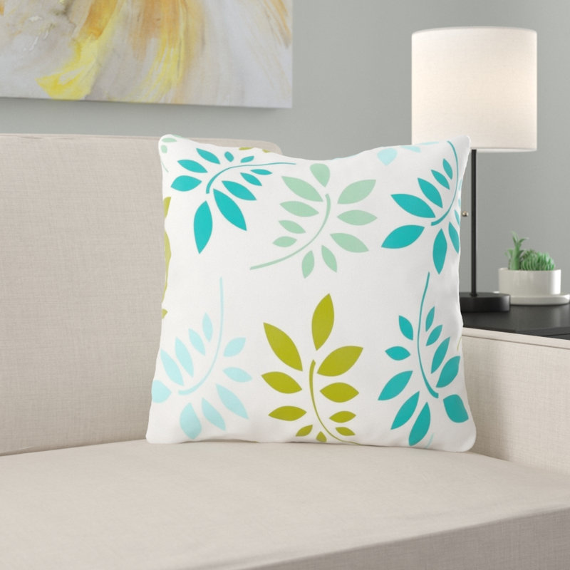 Coussin de feuilles, Blanc / bleu, Intérieur