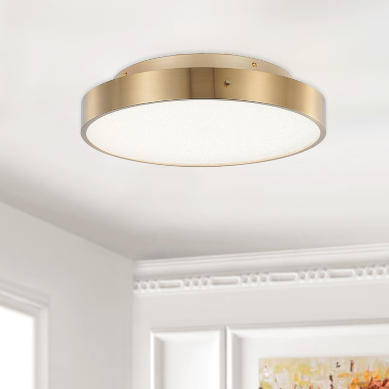 Plafonnier encastré rond 1 lumière DEL Chrome, Laiton