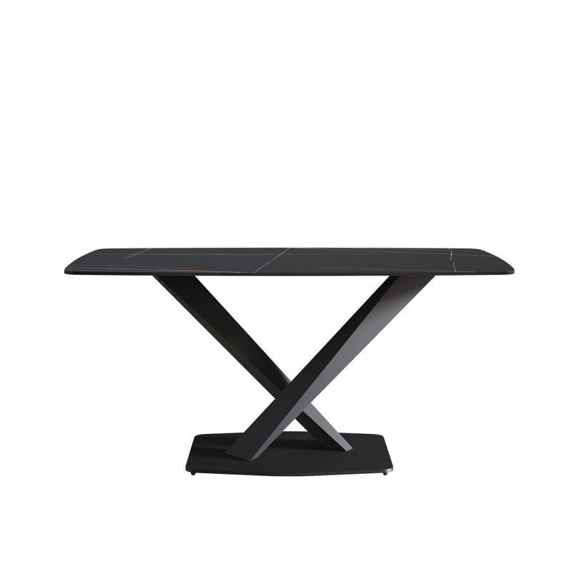 Table de salle à manger à pieds 63 po 63 po (6 tables, pas de chaises), Noir