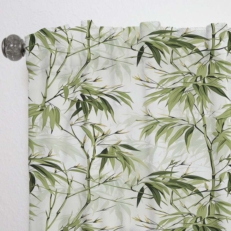 Bamboo Zen Tropical Pattern V - Tropical Curtain - Velvet Room Darkening - 1 panel, 52" W x 120" L