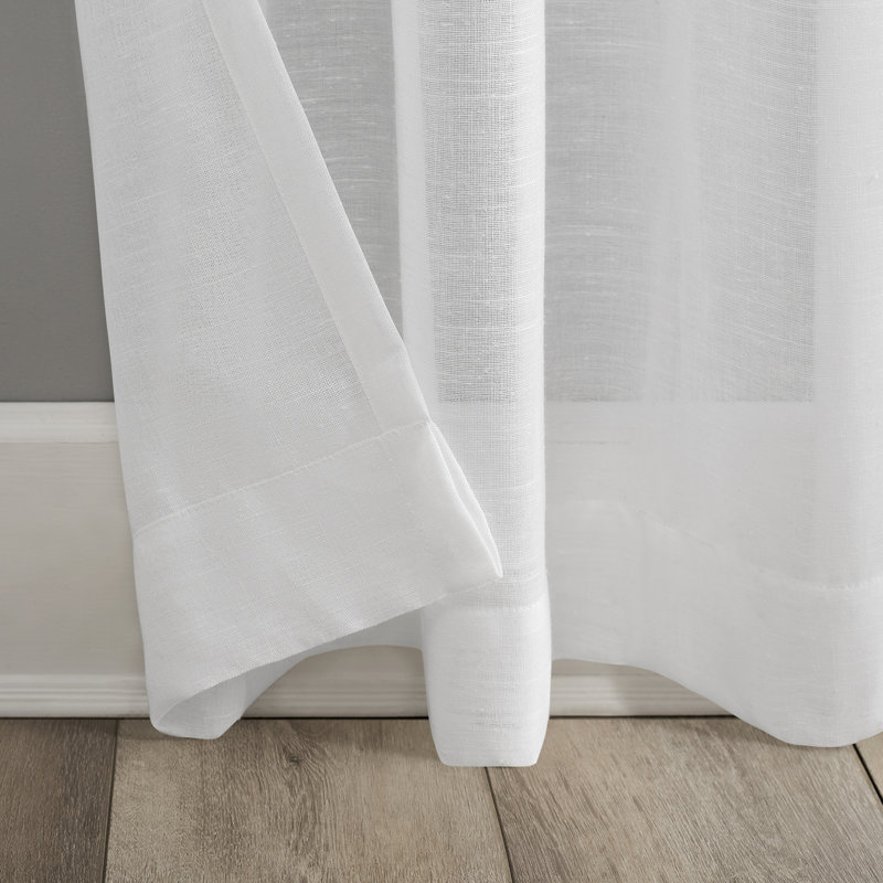 Akari Slub Textured Linen Blend Sheer Grommet Curtain Panel, 52" W x 84" L, White