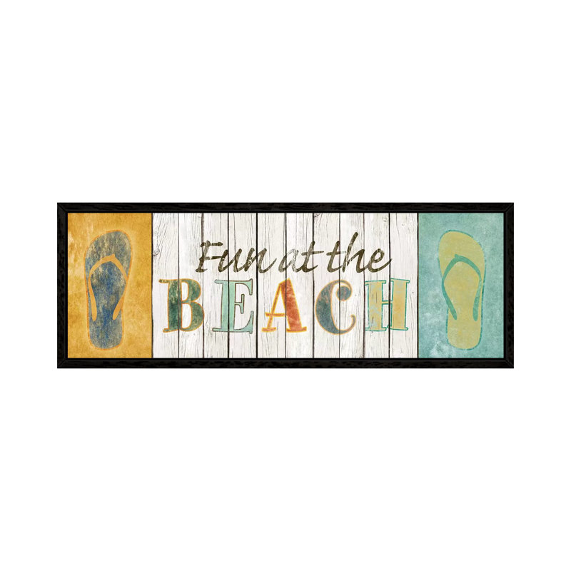 Fun At The Beach by SD Graphics Studio - Floater Frame Panoramic Gallery-Wrapped Canvas Giclée on Canvas, Black