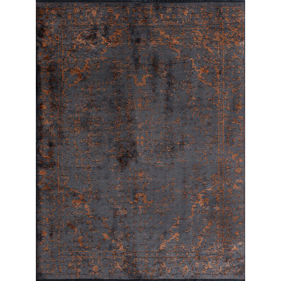 Rapture Black/Orange Abstract Luxury Area Rug