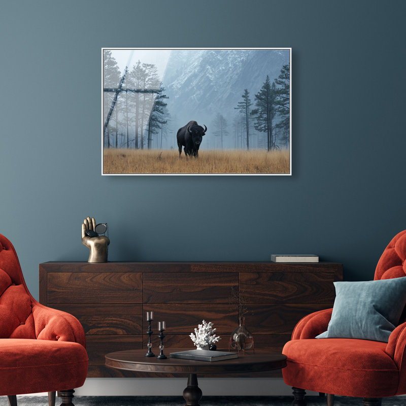 Mountain Bison II Print by Oliver Gal, 31" H x 46" W, White Floater Frame
