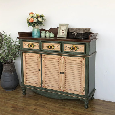 Banc de rangement vert pour chaussures en bois massif