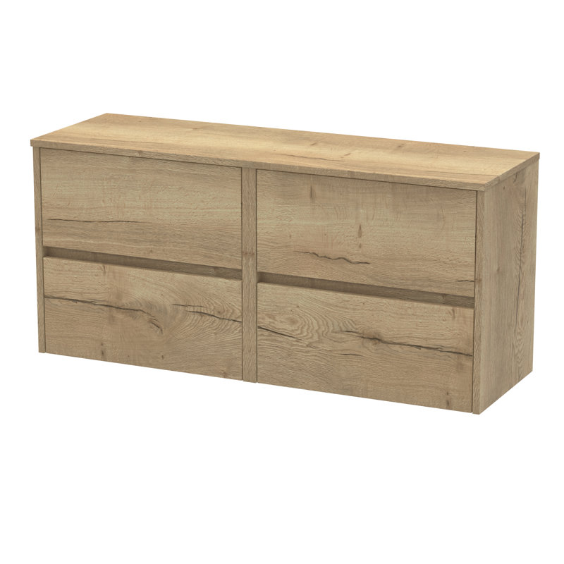 120cm Wall Mounted Double Bathroom Vanity Base Only, Autumn Oak