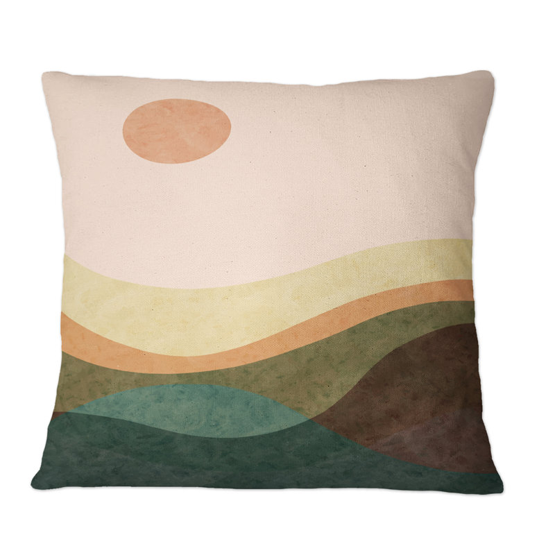 Coussin Minimalistic Retro Landscape I - Modern Printed, 16 po x 16 po
