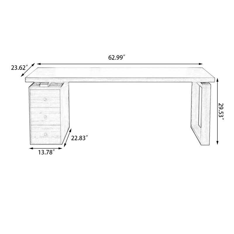 Bureaux rectangulaires en bois massif noyer foncé, H 29,53 po x l 62,99 po x P 23,62 po