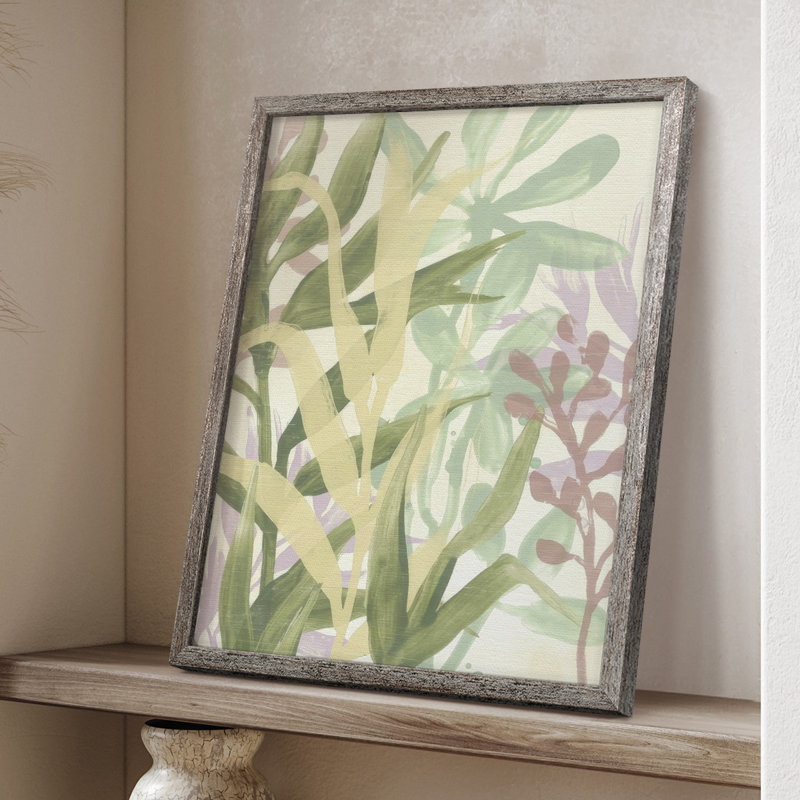«Dreamy Tropical Leaves I», reproduction encadrée - bois massif, H 11 po x l 9 po