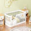 Structure de lit simple en bois avec clôture Wood, blanc